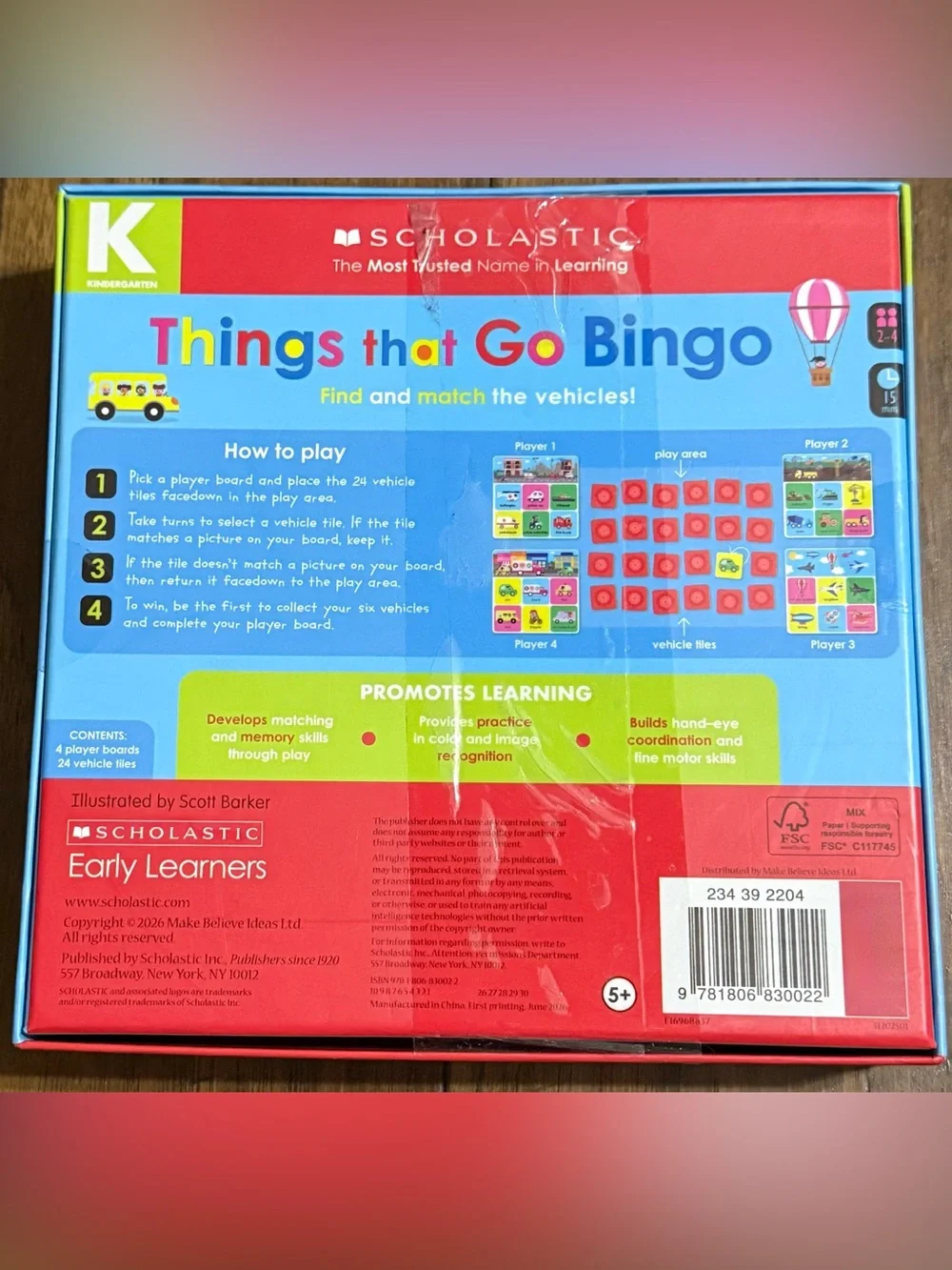 Scholastic Things That Go Bingo Vehicle Matching Game